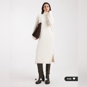 White Turtleneck Sweater Dress